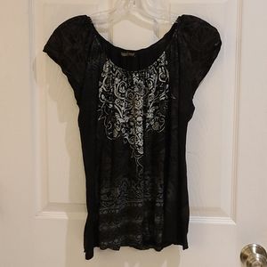 Vanilla Sugar Sparkly Black and White Printed Top